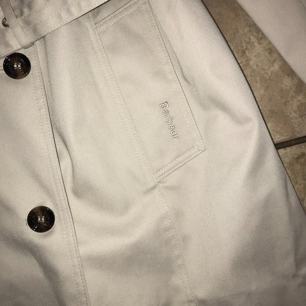 Women's Barbour Short Greta Showerproof Trench Coat Jacket-Size 14 - Picture 14 of 16
